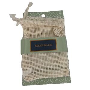 2 Pack Of Mesh Soap Bags Easy Tie Closure Re-usable Washable Soap Saver Bag New